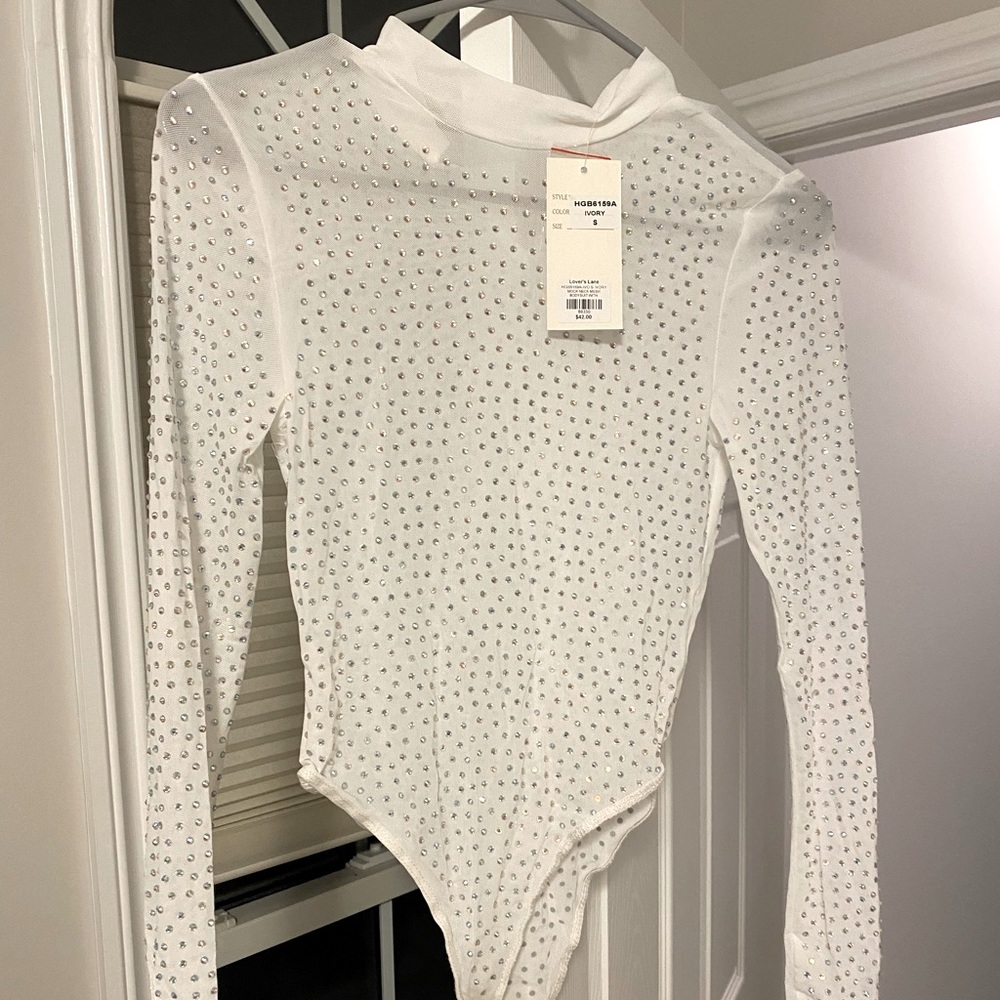 White sequins bodysuit